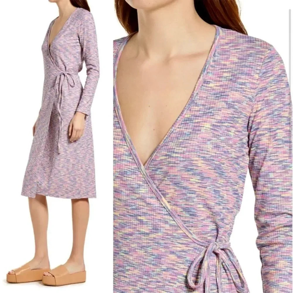 Lisa Says Gah Lucille Long Sleeve Wrap Midi Dress in Berry - Picture 4 of 13